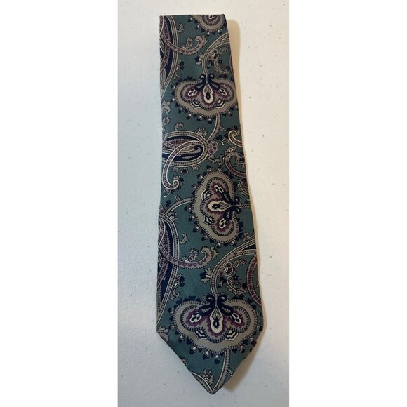 Oscar De La Renta Couture Collection Mens Paisley Silk Necktie Blue & Purple - Picture 1 of 5